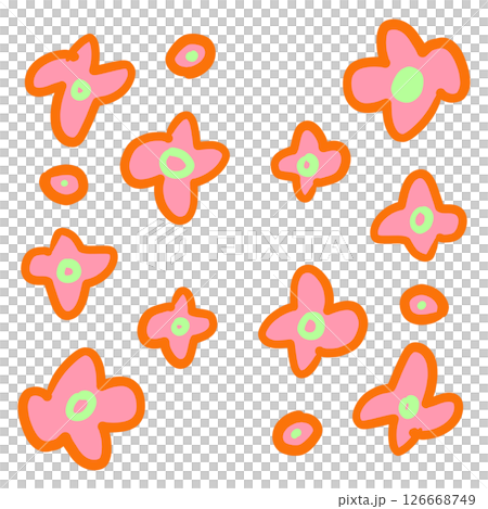 カラフルな花の線画 126668749