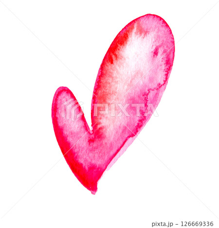 Red and Pink Hand Drawn Watercolor Spots Heart Isolated on White Background 126669336