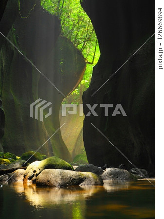 光さす由布川渓谷(由布市・別府市・縦構図) 光さす由布川渓谷(由布市・別府市・縦構図) 126669894