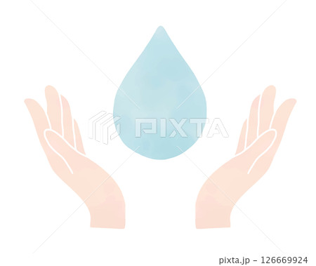 雫を包む手（水彩風） 126669924