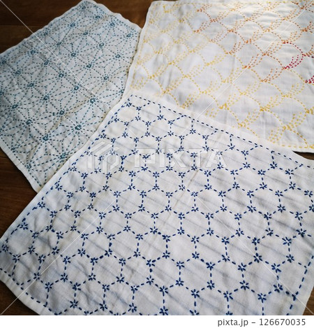 刺し子　花ふきん　野分　角亀甲　麻の葉 126670035