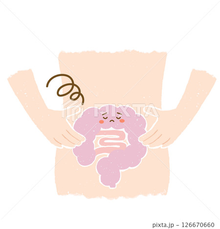お腹の中の不調な腸のキャラクター 126670660