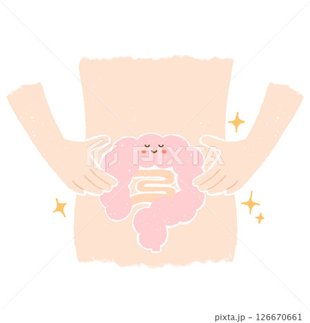 お腹の中のきれいな腸のキャラクター 126670661
