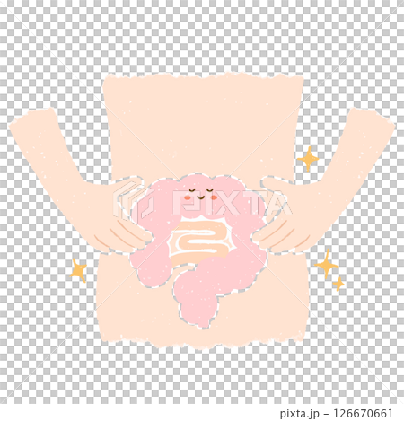 お腹の中のきれいな腸のキャラクター 126670661