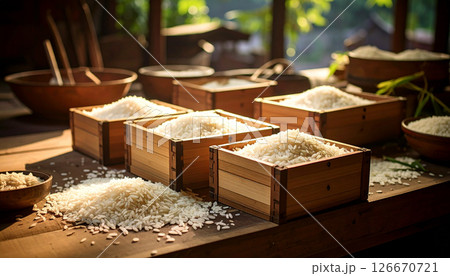 枡に盛られた白米（AI生成画像） 126670721