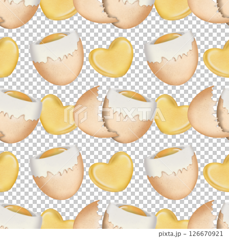 Seamless pattern Breakfast cute hand drawn style cartoon on transparent background. 126670921