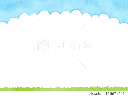 野原と青空と白い雲の風景イラスト 野原と青空と白い雲の風景イラスト 126671641