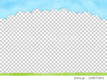 野原と青空と白い雲の風景イラスト 野原と青空と白い雲の風景イラスト 126671641