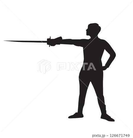 Swordsman with a sword silhouette Swordsman with a sword silhouette 126671749