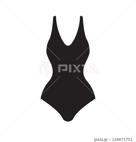 female one piece swimsuit black icon vector female one piece swimsuit black icon vector 126671751