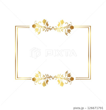 Golden warm gold border frame Golden warm gold border frame 126671791