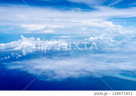 Aerial view of the Tuamotus atoll in French Polynesia with clouds Aerial view of the Tuamotus atoll in French Polynesia with clouds 126671851