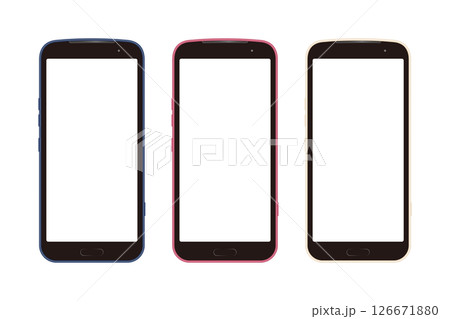 シニア向けスマートフォン3カラー_最新スマホフレーム（画面透過） 126671880