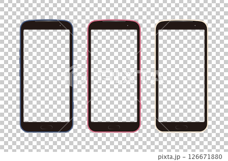 シニア向けスマートフォン3カラー_最新スマホフレーム（画面透過） 126671880
