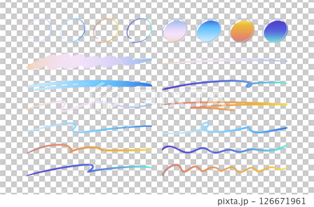 Hand-drawn style line material set - Gradient - Sunrise/Clear sky/Twilight/Moonlit night 126671961