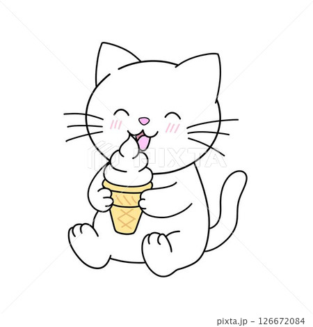 ソフトクリームを食べる猫 126672084