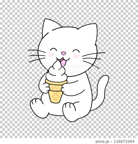 ソフトクリームを食べる猫 126672084