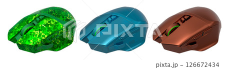 Set of wireless gaming computer mouse isolated on white background 126672434
