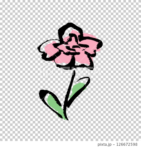 手繪粉紅花朵插畫，附筆觸 126672598