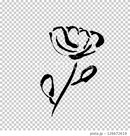 Hand-drawn illustration of a brush-touched flower 126672619
