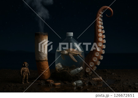 Ocean Pollution Visualized Through Tentacles Ocean Pollution Visualized Through Tentacles 126672651