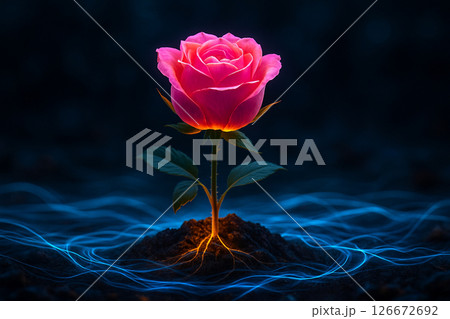 Glowing Rose with Digital Energy Glowing Rose with Digital Energy 126672692