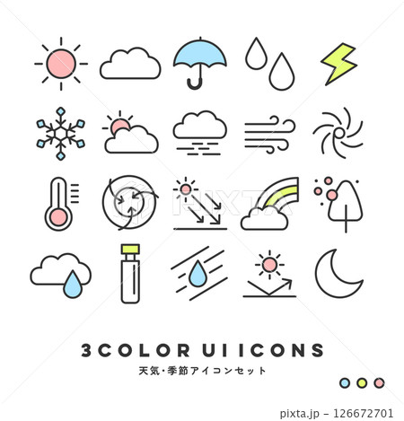 3色アイコンセット（天気・季節） 126672701