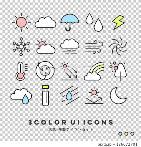 3色アイコンセット（天気・季節） 126672701