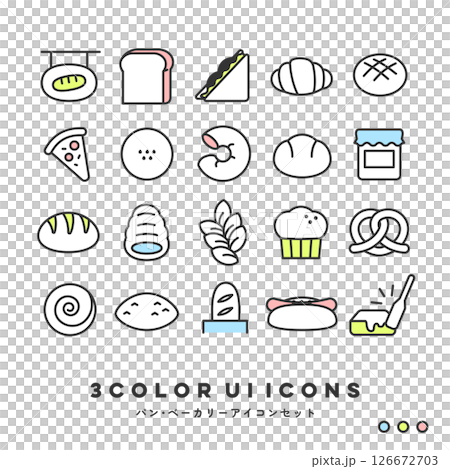 3 色圖示集（麵包/烘焙食品） 126672703