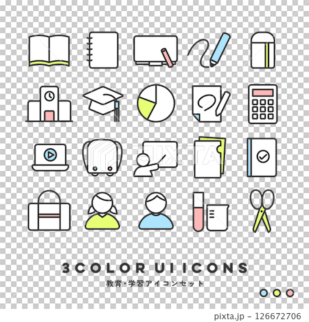 三色圖標集（教育與學習） 126672706