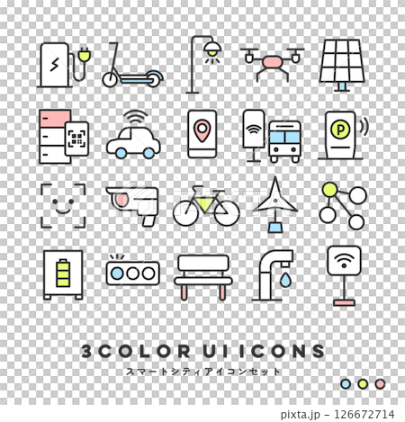 3色アイコンセット（スマートシティ） 126672714