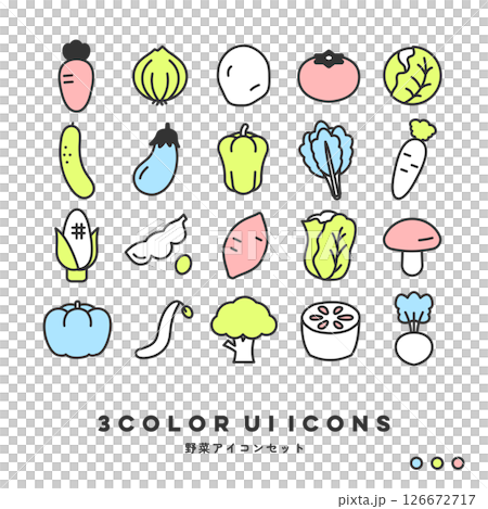 3色アイコンセット（野菜） 126672717
