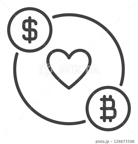 BTC and Dollar with Heart vector Crypto Traders and Investors icon or symbol in outline style BTC and Dollar with Heart vector Crypto Traders and Investors icon or symbol in outline style 126673586