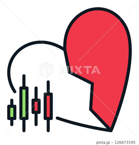 Candlestick Pattern and Broken Heart vector I Hate Trading colored icon or symbol 126673595