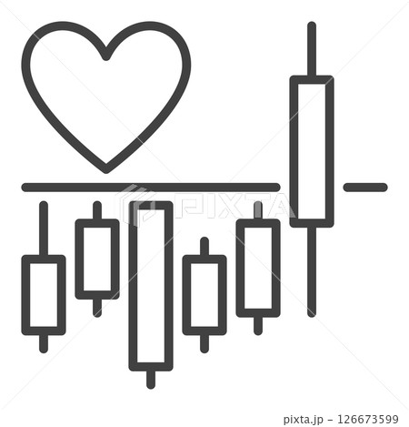 Chart with Heart Shape vector thin line icon or symbol 126673599