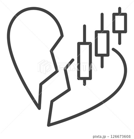 Financial Chart and Broken Heart vector I Don't Like Trading linear icon or symbol 126673608