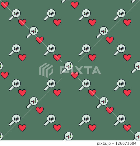 Candlestick Graph inside Magnifier glass and Red Heart vector Love for Investing colored seamless pattern Candlestick Graph inside Magnifier glass and Red Heart vector Love for Investing colored seamless pattern 126673684