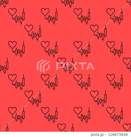 Financial Candlestick Chart and Heart vector linear seamless pattern 126673698