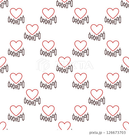 Heart with Candlestick Pattern vector I Love Trading seamless pattern in thin line style 126673703