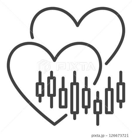 Two Hearts and Chart vector Financial thin line icon or symbol 126673721