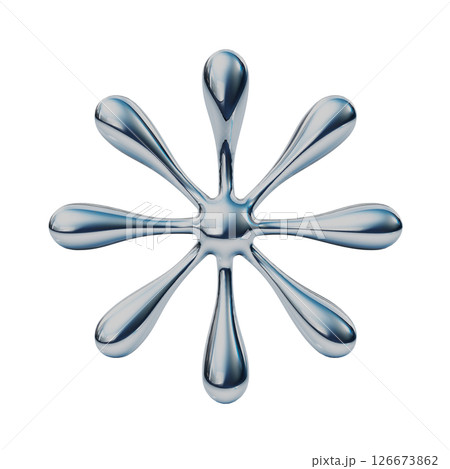 メタリックなお花のアイコン2 Y2Kスタイルのイラスト 126673862