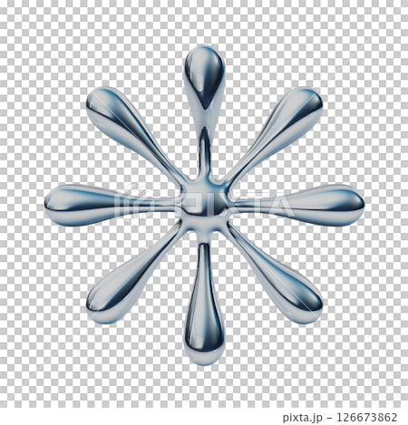 Metallic flower icon 2 Y2K style illustration 126673862