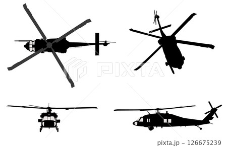 Vector helicopter detailed silhouettes 126675239