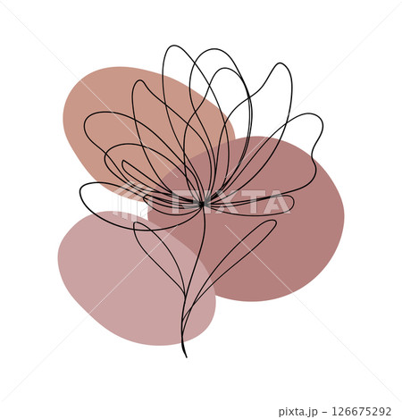 Rosy Bloom Line Illustration. A vibrant, rosy flower drawn in one line with overlapping abstract blush tones, perfect for romantic and feminine design themes. Rosy Bloom Line Illustration. A vibrant, rosy flower drawn in one line with overlapping abstract blush tones, perfect for romantic and feminine design themes. 126675292