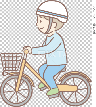 一個戴著頭盔騎自行車的男孩 一個戴著頭盔騎自行車的男孩 126675558