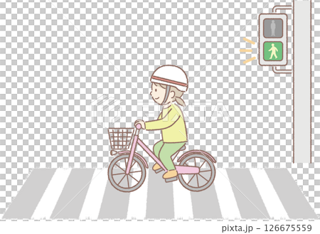 横断歩道を自転車で渡る女の子 126675559