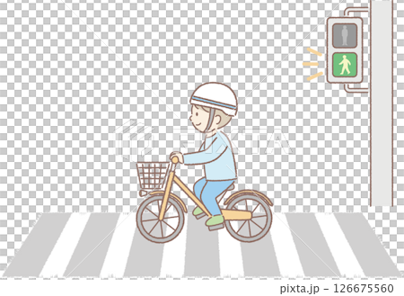 男孩騎著自行車過馬路 男孩騎著自行車過馬路 126675560
