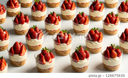 沢山のイチゴのケーキ 126675630