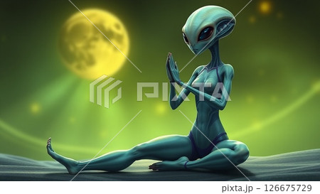 ヨガをする宇宙人 126675729