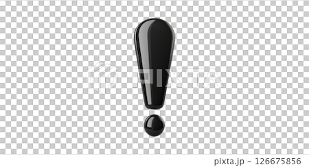 Black Exclamation Mark. Symbol Of Alert, Emphasis, And Attention In Communication Isolated On Transparent Background 126675856